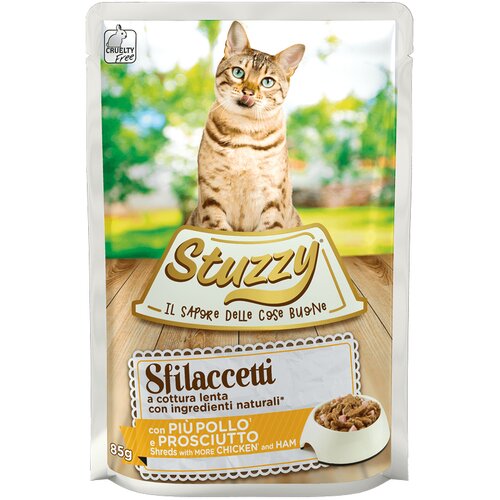 Stuzzy Cat Strips v omaki s pi&scaron;čancem in &scaron;unko 85 g vrečka Cene
