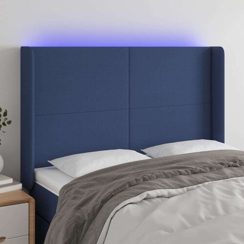 Uzglavlje plavo 147 x 16 x 118/128 cm od tkanine Slike