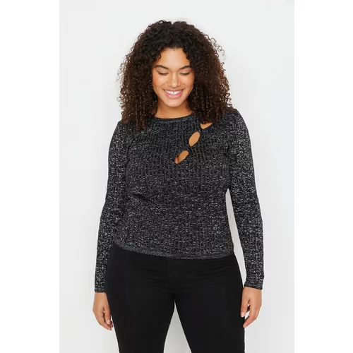 Trendyol Curve Plus Size Sweater - Black - Fitted