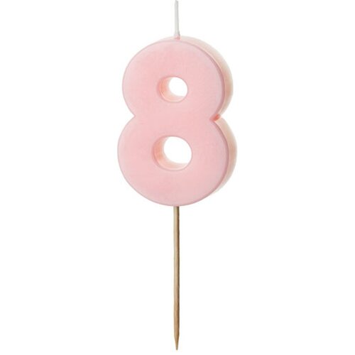 PARTY DECO svečka za rojstni dan številka 8, svetlo roza, 5,5 cm Cene