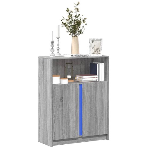 vidaXL Komoda z LED siva sonoma 77x34x100 cm inženirski les Cene