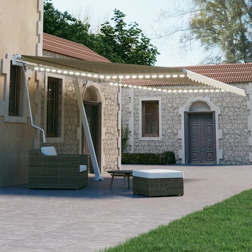 vidaXL Avtomatska tenda LED + senzor 400x300 cm krem Cene