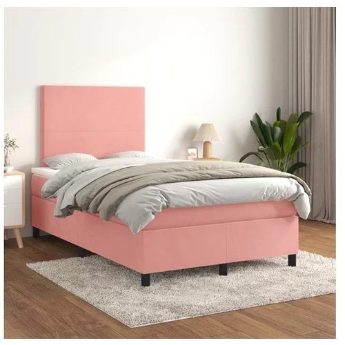  Box spring postelja z vzmetnico roza 120x200 cm žamet