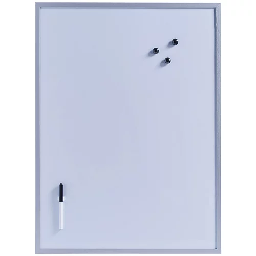 ZELLER magnetna ploča za pisanje (80 cm x 60 cm x 14 mm, metal, srebrne boje, uklj. olovka, držač olovke, 3 magneta, ušice za vješanje)