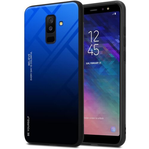 Cadorabo Ohi&scaron;je, združljiv s Samsungom v modri barvi - črni - dvobarvni za&scaron;čitni pokrov iz silikona TPU in hrbta iz kaljenega stekla, (20573391) Cene