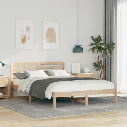 vidaXL Krevetna konstrukcija Smeđa 140 x 220 cm Čvrsta borova drva Cijene