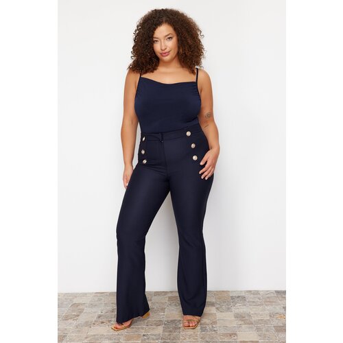 Trendyol Curve Navy Blue Flare Woven Recovery Trousers Slike