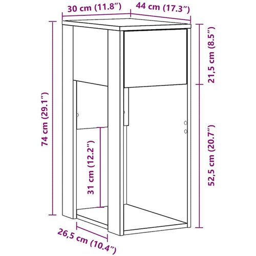  Tower stalak za računalo s ladicom boja staro drvo 30x44x74 cm Slike