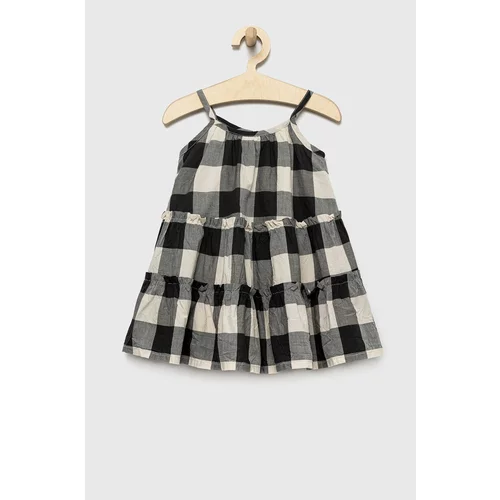 GAP Dječja pamučna haljina boja: crna, mini, širi se prema dolje