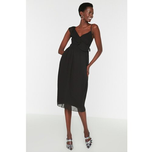 Trendyol ženska haljina Black Flutter Detailed Chiffon Slike