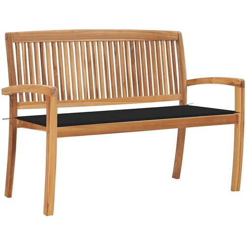  Složiva vrtna klupa s jastukom 128,5 cm od masovne tikovine Crna 120 cm Cene