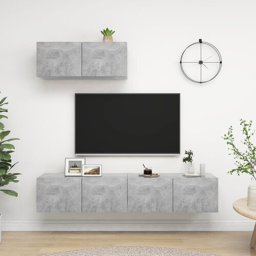 The Living Store TV omarice 3 kosi betonsko siva iverna plo&amp;scaron;ča - TV Omarica, (21375639) Slike
