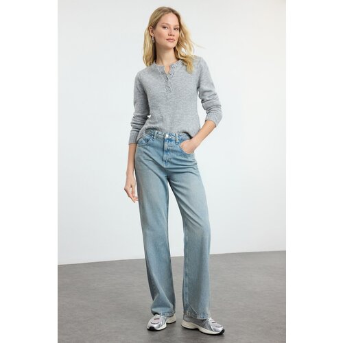 Trendyol Light Blue High Waist Wide Leg Jeans Slike