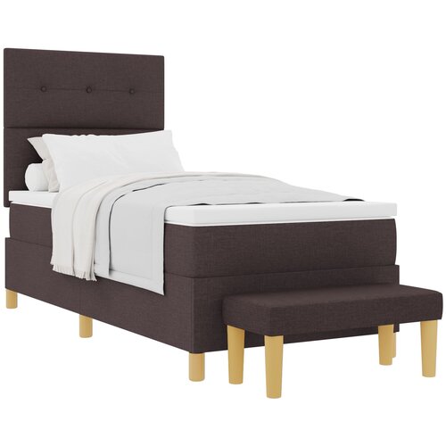 VidaXL Box Spring postelja z vzmetnico in klopjo temno rjava 90x200 cm tkanina, (22049568) Slike