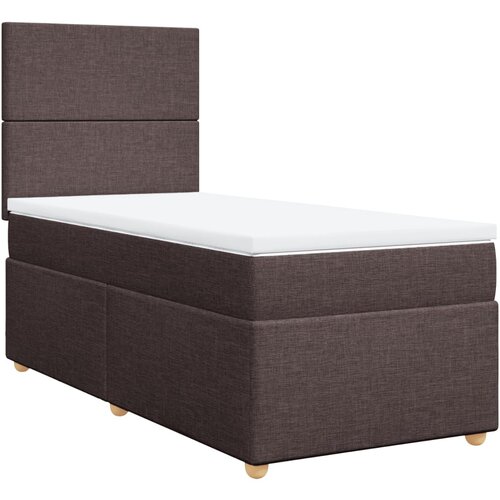 VidaXL Krevet s oprugama i madracem tamnosmeđi 90 x 190 cm od tkanine Slike