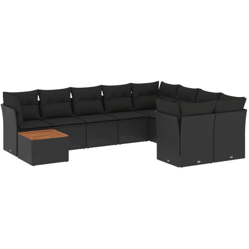 Maison Chic Seti vrtnega pohi&amp;scaron;tva - Vrtna garnitura - Vrtni pohi&amp;scaron;tvo set 10-delna z blazinami črn poli ratan, (21812519) Slike