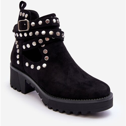 Kesi Leather women&amp;#039;s shoes with decorative pins black bella Slike