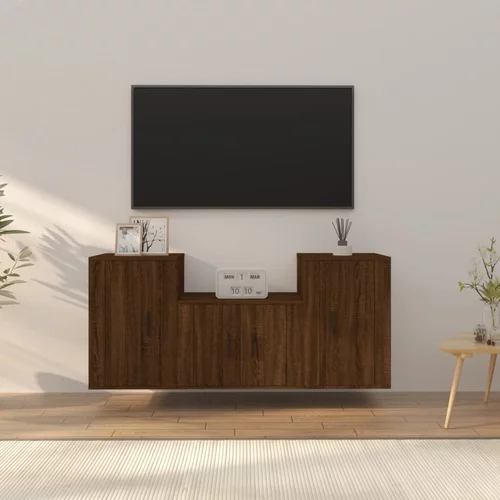 vidaXL 3-dijelni set TV ormarića boja smeđeg hrasta konstruirano drvo