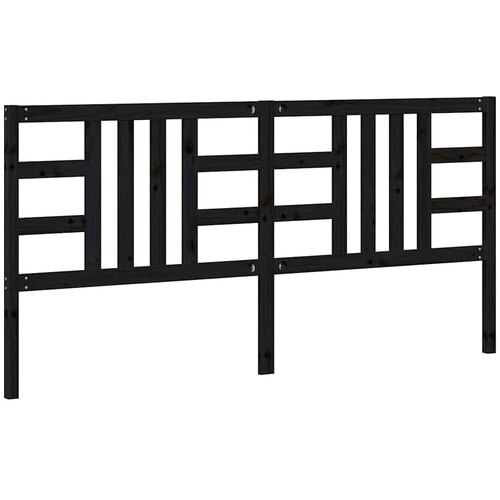  Uzglavlje za krevet crno 206 x 4 x 100 cm od masivne borovine Slike