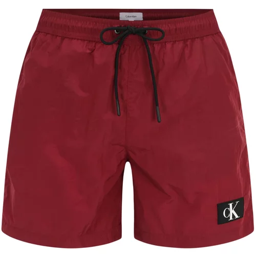 Calvin Klein Swimwear Kratke kopalne hlače karminsko rdeča / črna / bela