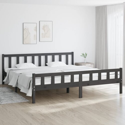 Furnova Posteljni okvir siv iz trdnega lesa 200x200 cm, (21938826) Slike