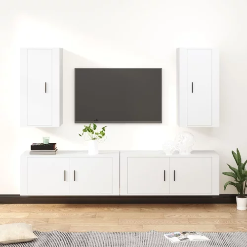 vidaXL 4-dijelni set TV ormarića bijeli od konstruiranog drva