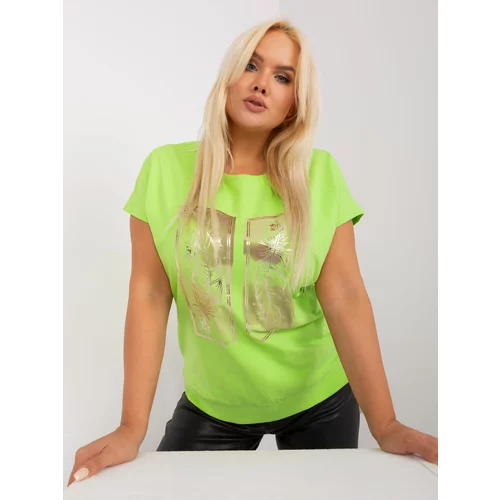 Fashion Hunters Light green women's blouse plus size with print