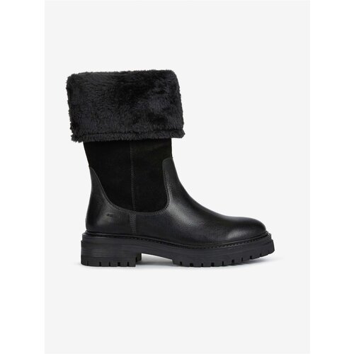Geox Black Women&amp;#039;s Leather Boots with Artificial Fur Iridea - Women Slike