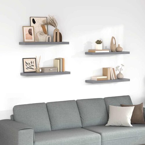 Plutajuće zidne police 4 kom sive 80 x 23,5 x 3,8 cm MDF Cijene