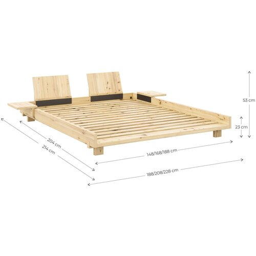 Karup Design Zakonska postelja iz masivnega bora z letvenim dnom 140x200 cm v naravni barvi Social Bed &amp;ndash; Slike