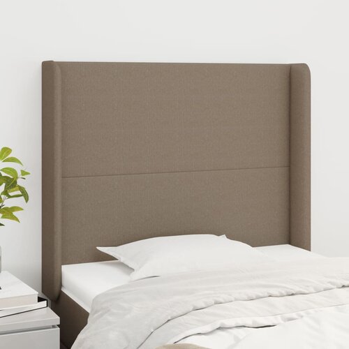 VidaXL Vzglavje z u&amp;scaron;esi taupe 103x16x118/128 cm blago Slike
