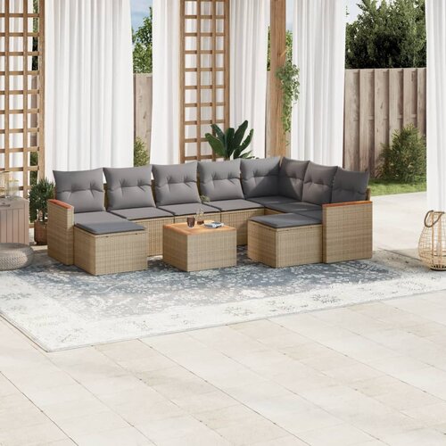 vidaXL 10-dijelni set vrtnih sofa s jastucima bež od poliratana Cijene