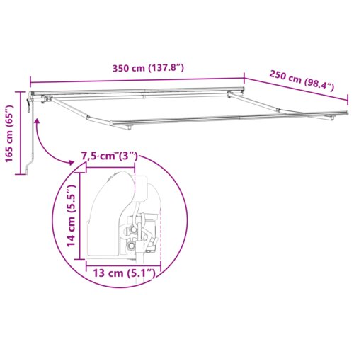 vidaXL Avtomatska retraktibilna tenda večbarvni trak 350x250 cm Cene