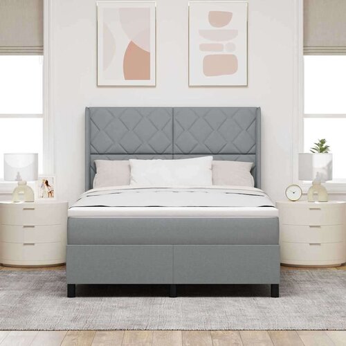 vidaXL Box Spring postelja z vzmetnico, svetlo siva, 140x190 cm, tkanina, (22050824) Cene