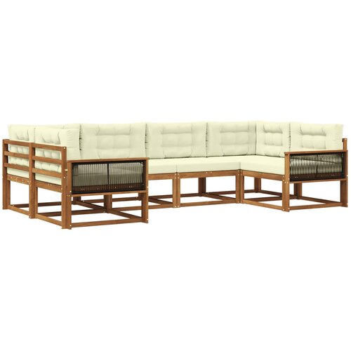 vidaXL Zunanja garnitura za sedenje z blazino 6 pcs Naravna in smetana, (5000282371) Cene