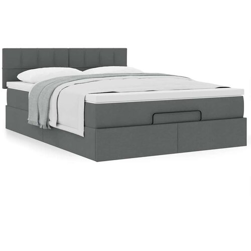 VidaXL otomanski krevet s madracem tamnosivi 140x190cm od tkanine Slike