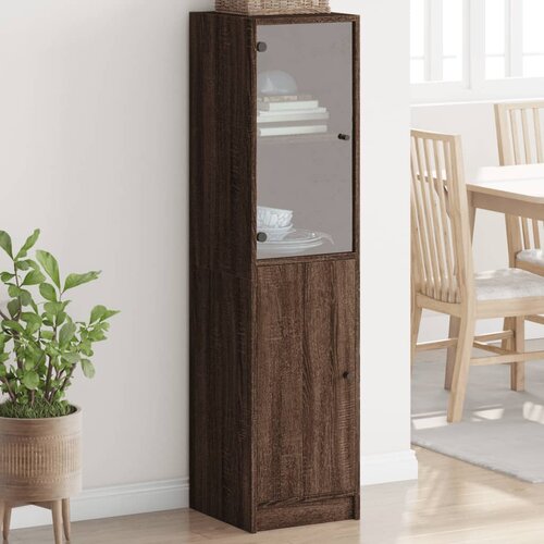 vidaXL Visoka komoda sa staklenim vratima boja hrasta 35 x 37 x 142 cm Cijene