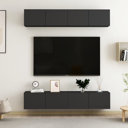 VidaXL TV omarice 4 kosi črne 80x30x30 cm iverna plo&amp;scaron;ča Slike