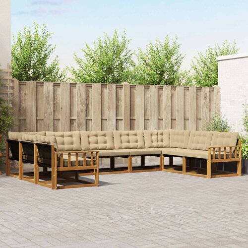  Set vanjskih sofa 9 kom. Prirodna i bež Smeđa 404 x 247,5 x 73 cm Slike