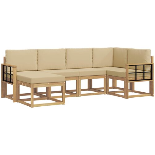  Set vanjskih sofa 6 kom. Bijela i bež Poliester Slike