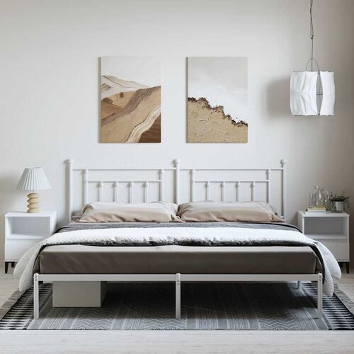  Metalni okvir za krevet s uzglavljem bijeli 193x203 cm Slike