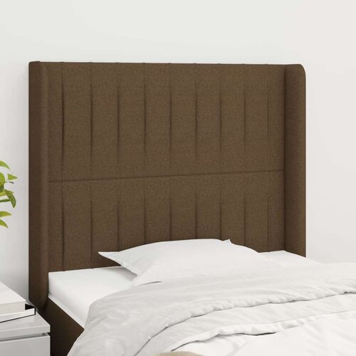  Vzglavje z ušesi temno rjavo 103x16x118/128 cm blago, (20736790) Cene