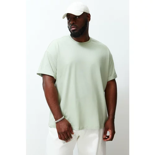 Trendyol Plus Size Mint Men's Oversize Comfortable Basic 100% Cotton T-Shirt