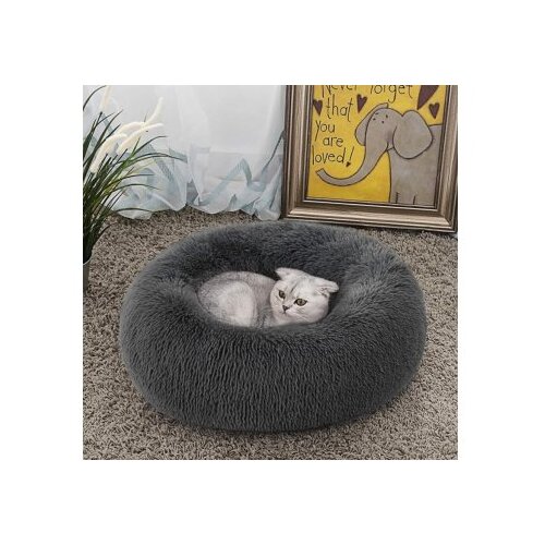 PETMATES Okrugli ležaj u obliku krofne za mačke i pse, veličina L, tamnosiva boja Cene