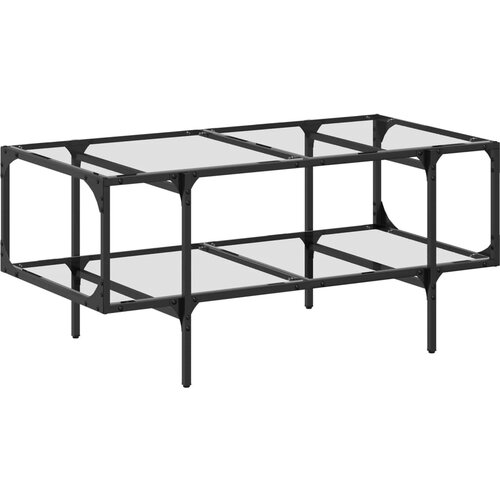 Maison Chic Klubska mizica - kavna mizica - Nizka mizica s stekleno povr&amp;scaron;ino 98,5x50x45 cm jeklo, (21753013) Slike