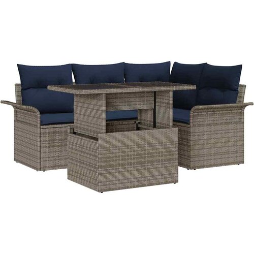  Sjedeća garnitura za vrt 5 kom. Siva poliratan Svjetlosiva 100 x 55 x 73 cm Slike