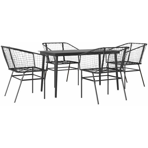 vidaXL Vrtni blagovaonski set od 5 dijelova crni poliratan staklo - Crna 140 x 70 x 74 cm 4 Cene