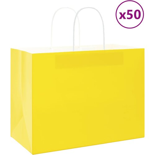  Papirnate vrećice 50 kom s ručkama žute 32x17x25 cm Cijene