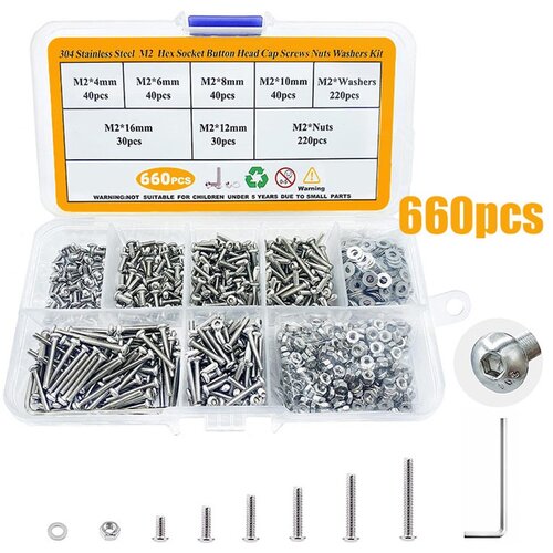 INF 660PCS Komplet vijakov in matic M2 z gumbasto glavo iz nerjavečega jekla 304, (5000078656) Cene