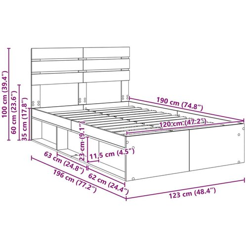  Okvir za krevet Sonoma 120 x 190 cm Čvrsto borovo drvo Slike